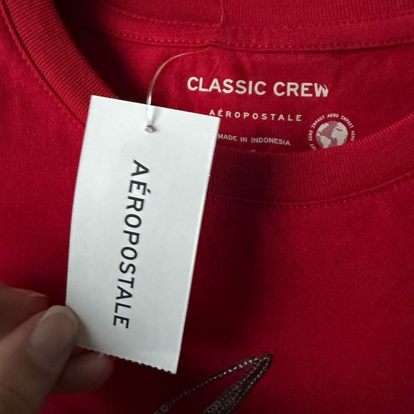 NWT Aeropostale Bright Red Sequin Short Sleeve Tee Glam Classic Fashion - Picture 4 of 5